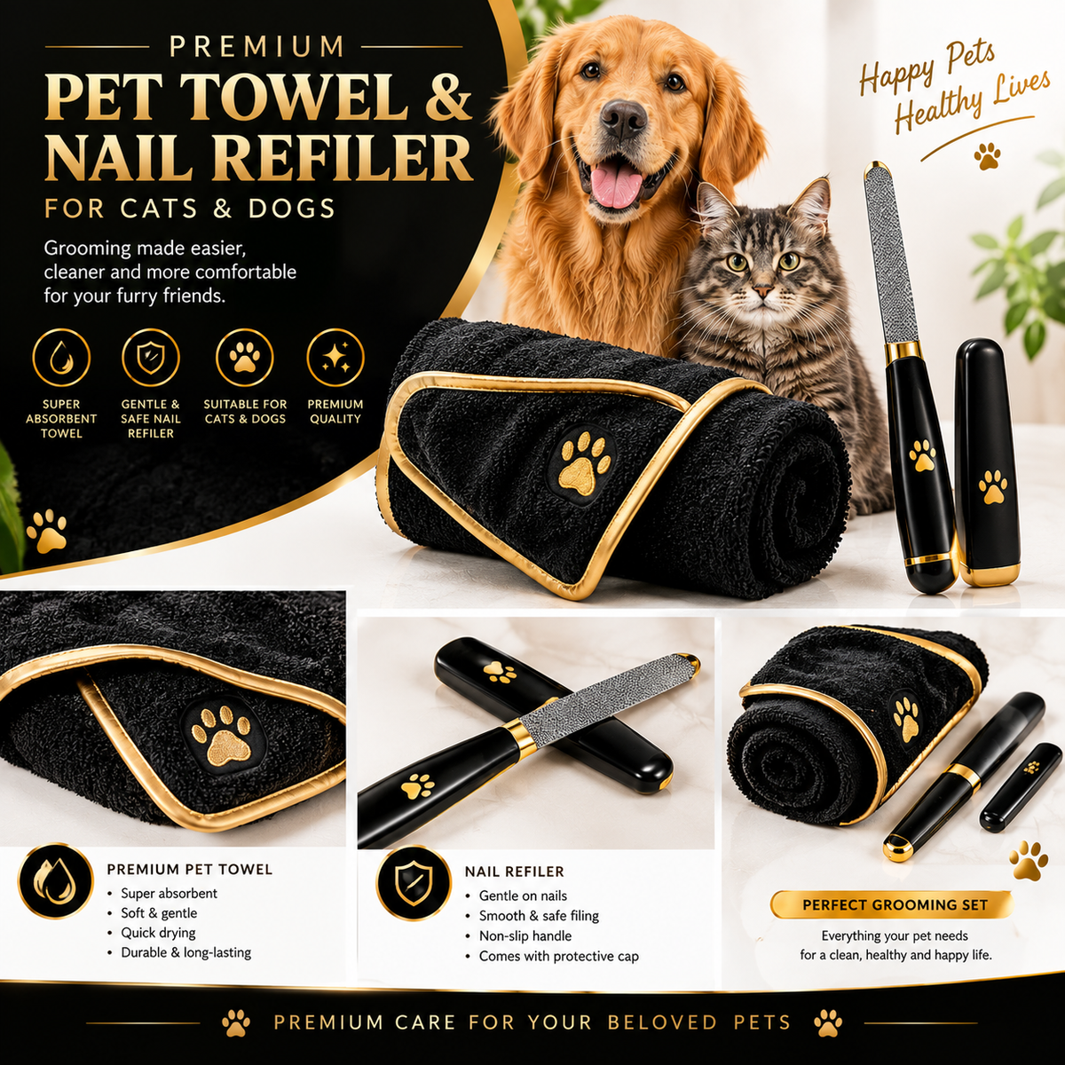 Premium Pet Towel & Nail Filer